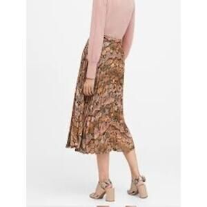 Banana Republic Snake Print Pleated Midi Skirt Women's Size 10